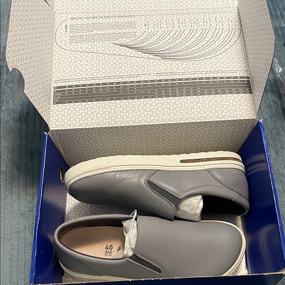 Birkenstock Gray Leather Slip-On Shoes